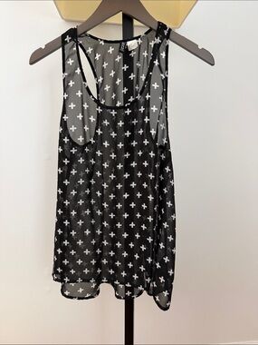 H&M Black Sheer Cross-Print Racerback Camisole